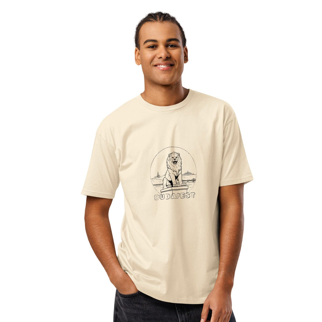 Men's Budapest Chain Bridge Lion Tee — Standing Gatekeeper Lion Buda Castle | Europe Edit
