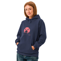 Unisex Paris Windmill Hoodie — Black Windmill Red Moon Backdrop Europe Edit