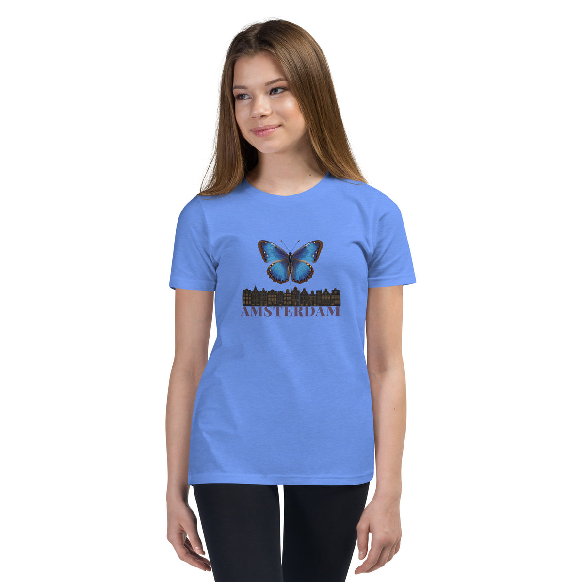 Youth Large Blue Butterfly Amsterdam Tee — Local Wings City | Roamkin Kids